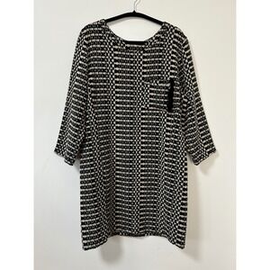 ESSENTIEL ANTWERP Black White Geometric Pattern Tunic Dress Made in Italy 44/M